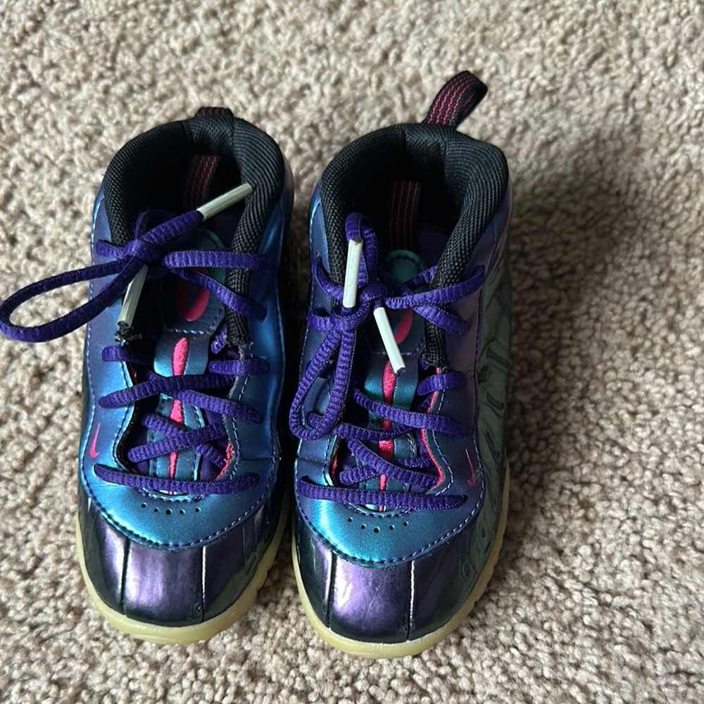 Kids Blue and Purple Nike foamposite